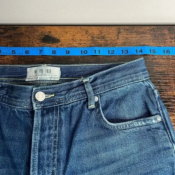 Free People We The Free Maggie Mid Rise Straight in Sequoia Blue Size 26 Raw Hem - Picture 11 of 12
